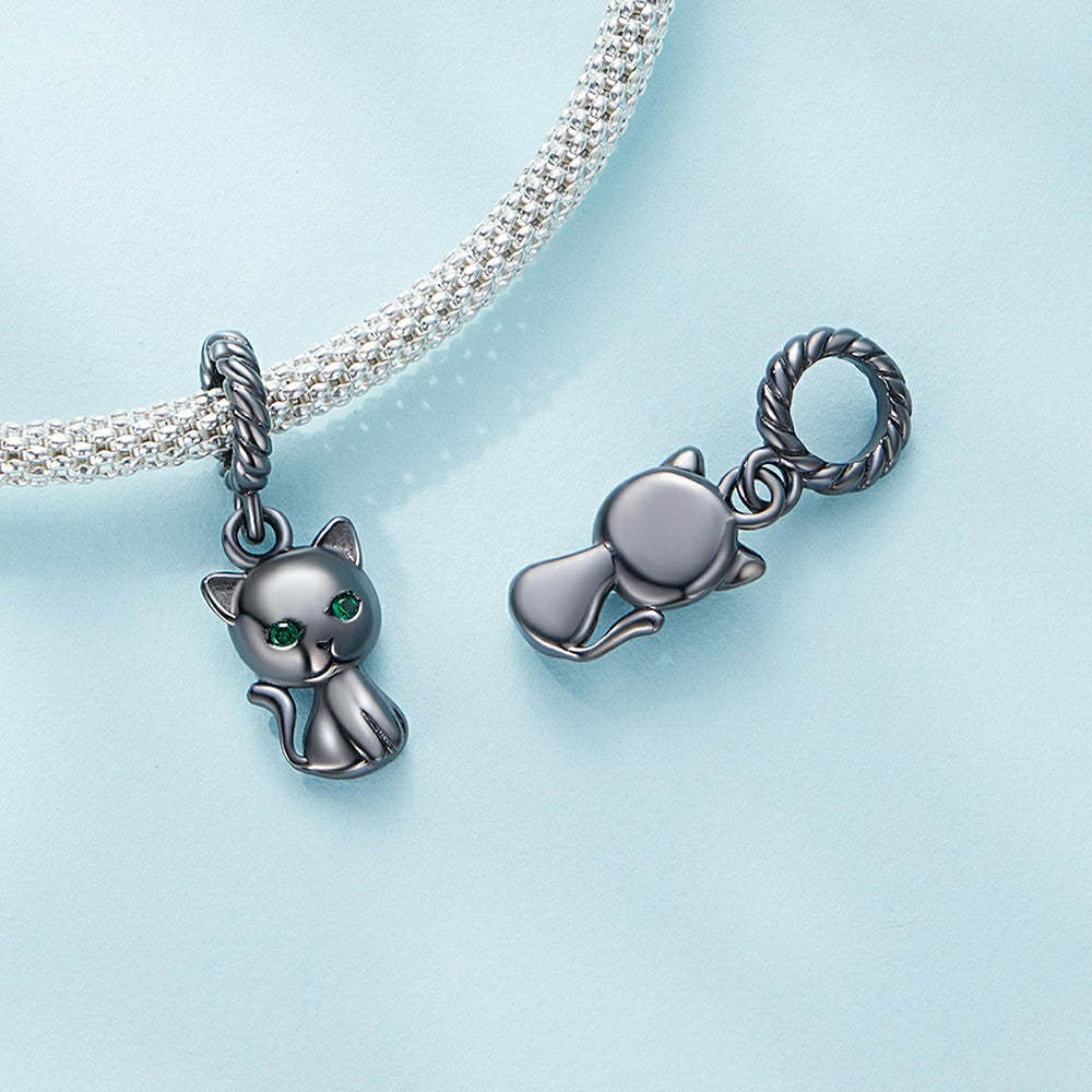 black cat dangle charm 925 sterling silver yb2334