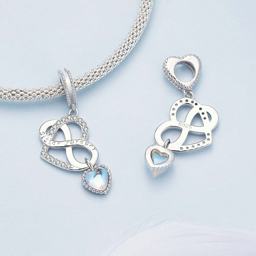 sister forever infinite love dangle charm 925 sterling silver yb2341