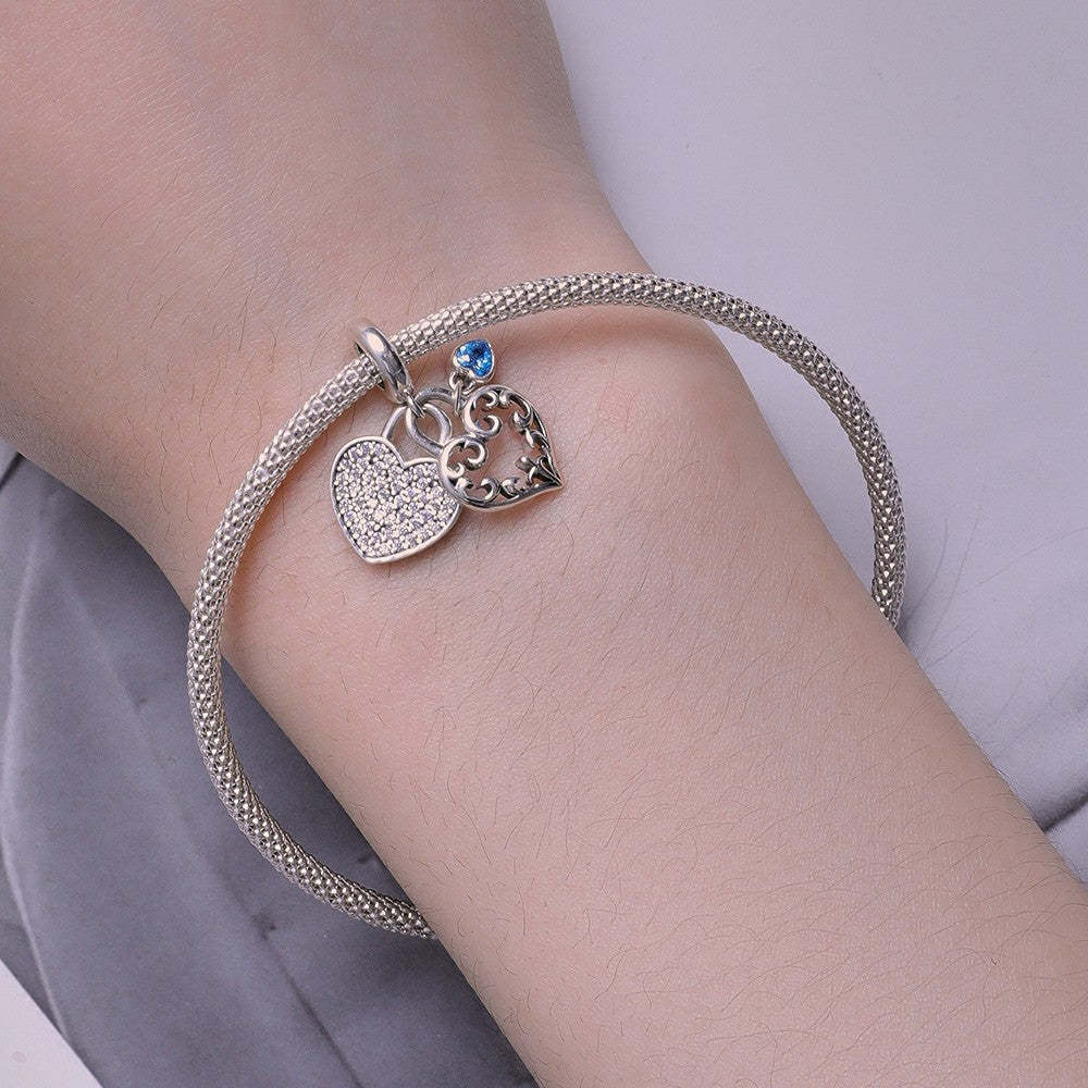 heart lock dangle charm 925 sterling silver yb2348