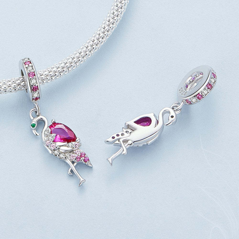 flamingo dangle charm 925 sterling silver yb2351