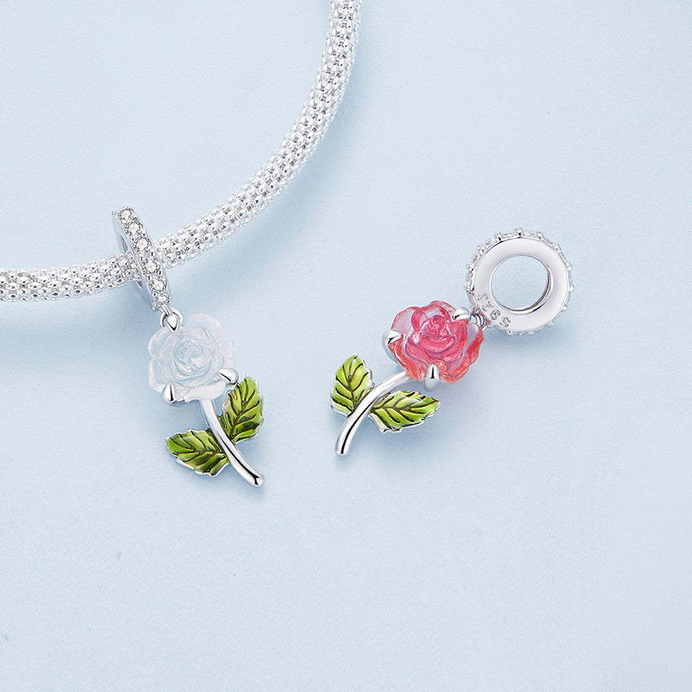 rose dangle charm 925 sterling silver yb2356