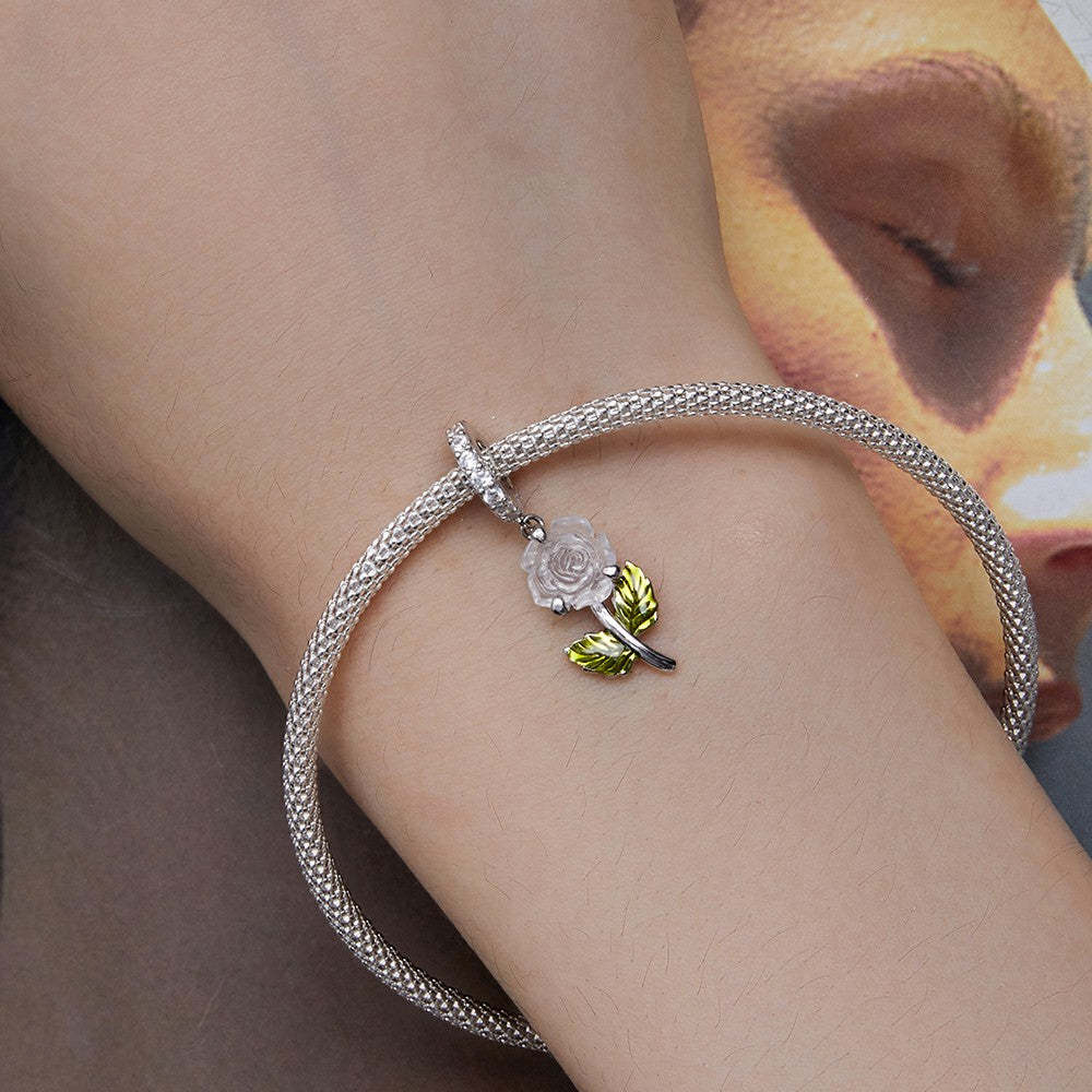 rose dangle charm 925 sterling silver yb2356