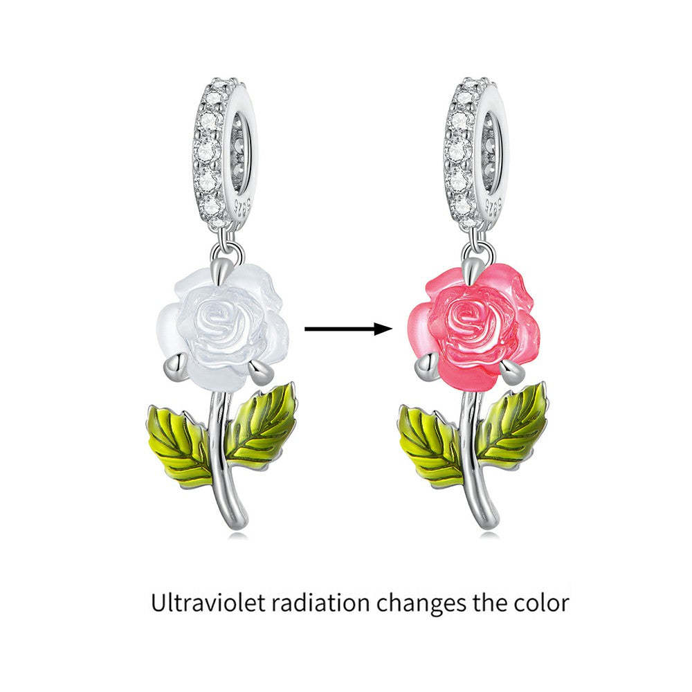 rose dangle charm 925 sterling silver yb2356