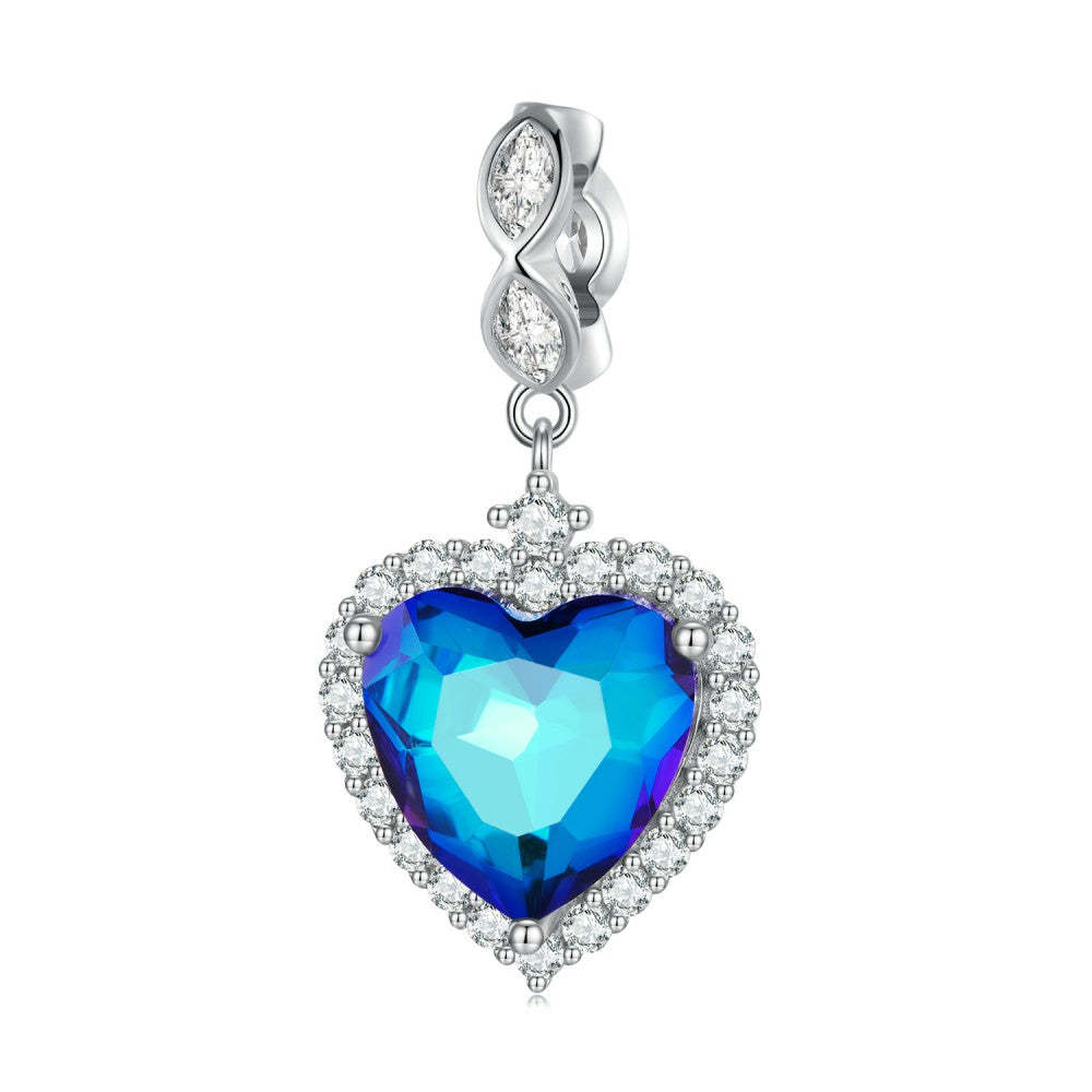 sea heart love blue dangle charm 925 sterling silver gifts for her yb2393