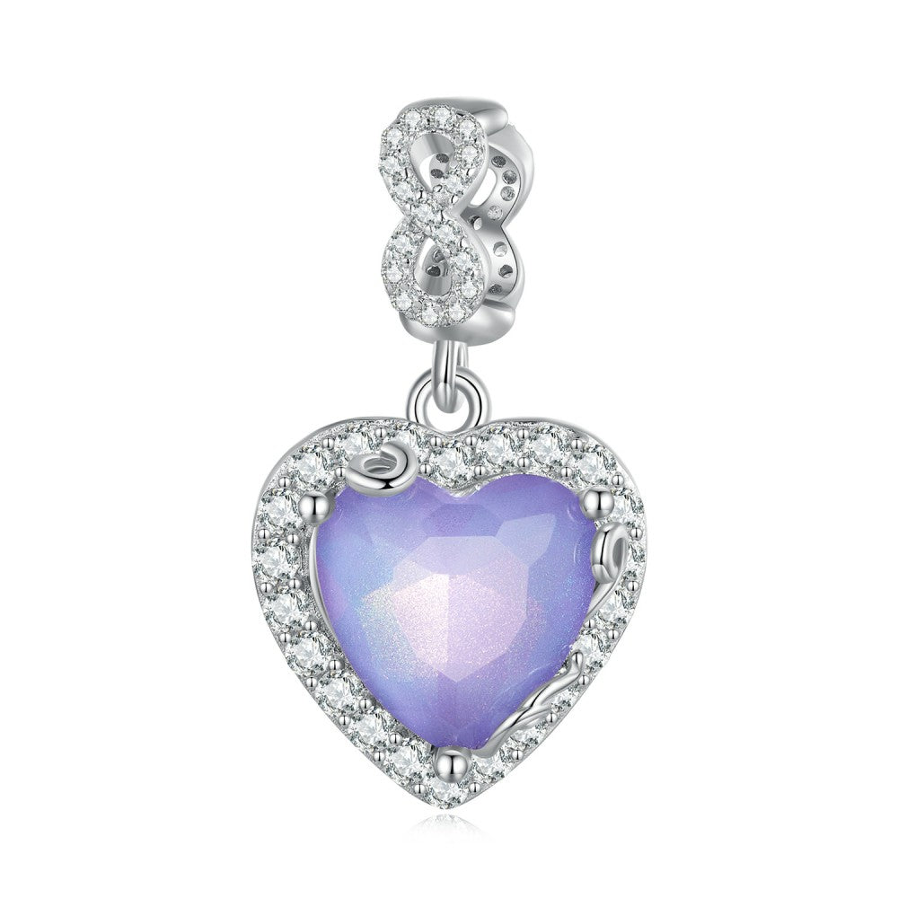 purple heart infinity love dangle charm 925 sterling silver yb2397