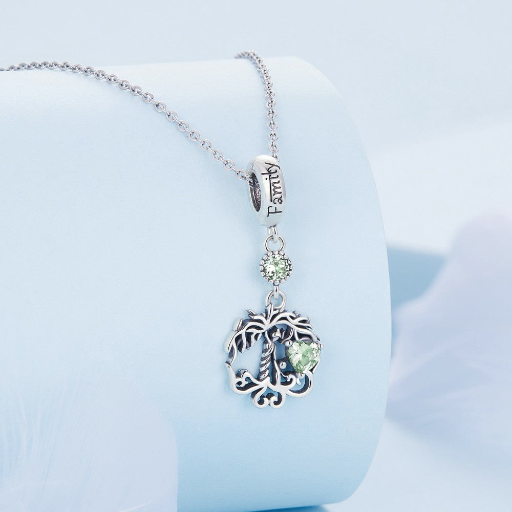 life tree with heart dangle charm 925 sterling silver yb2403