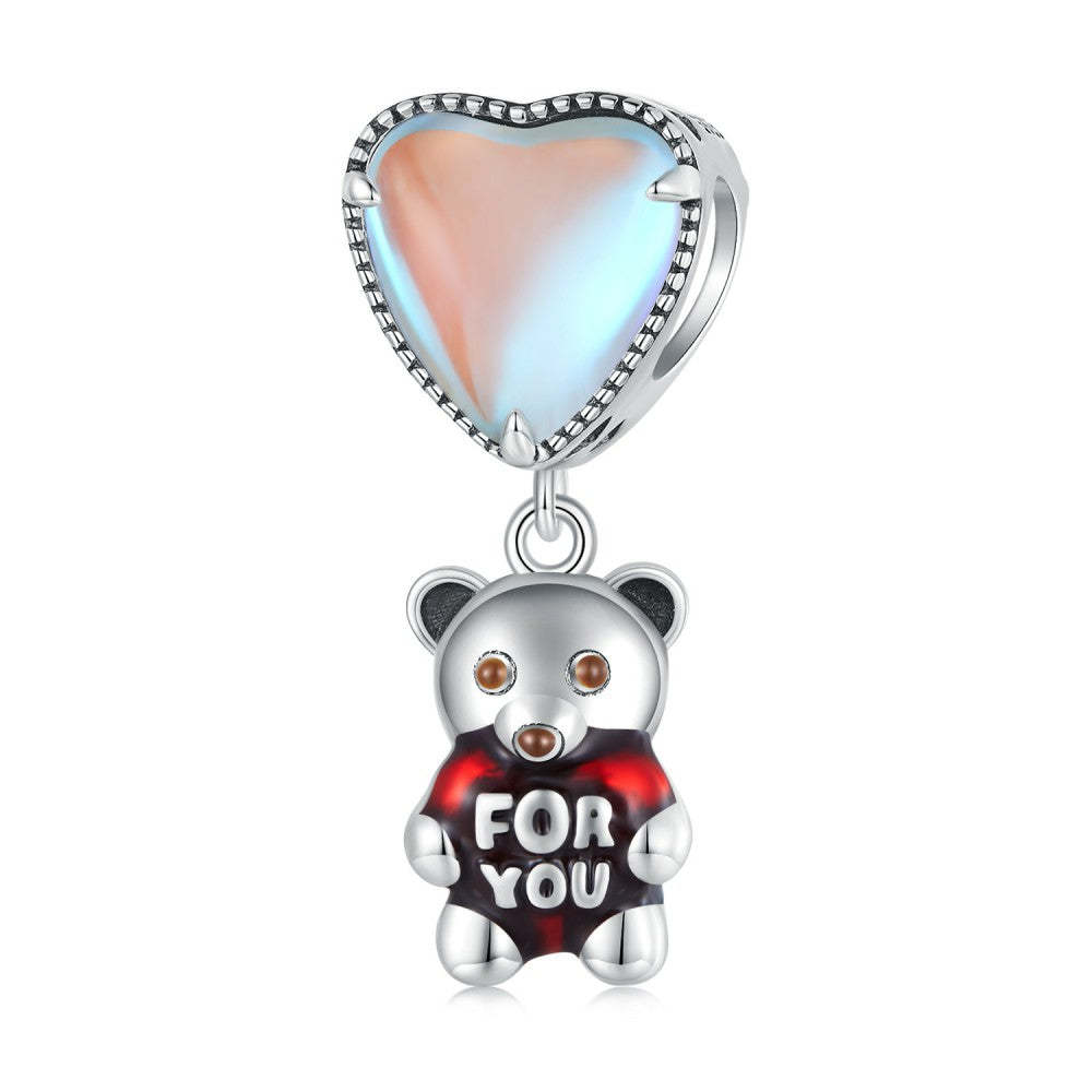 heart for you bear dangle charm 925 sterling silver yb2421