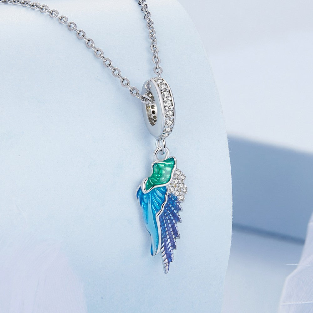 blue wing dangle charm 925 sterling silver yb2427