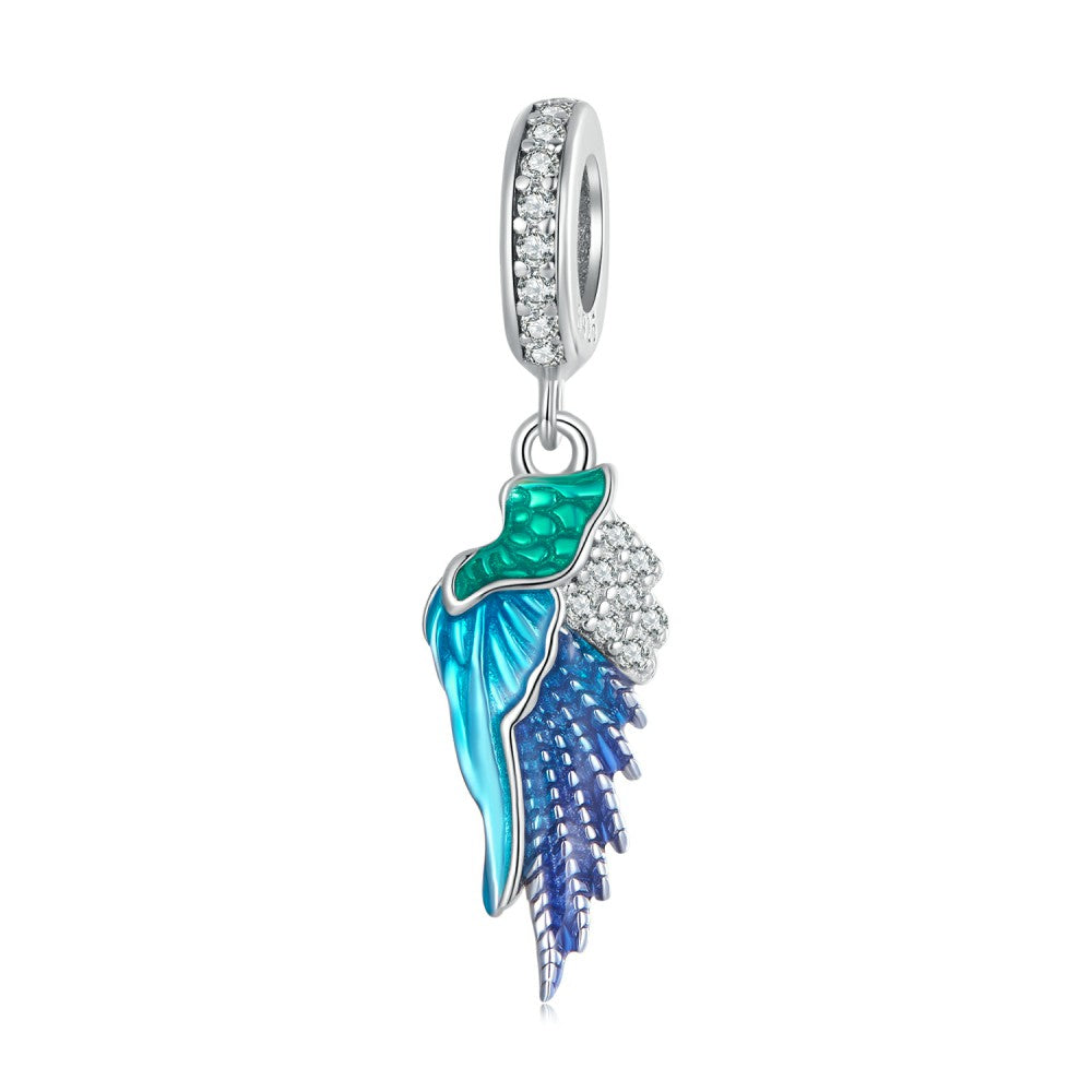 blue wing dangle charm 925 sterling silver yb2427