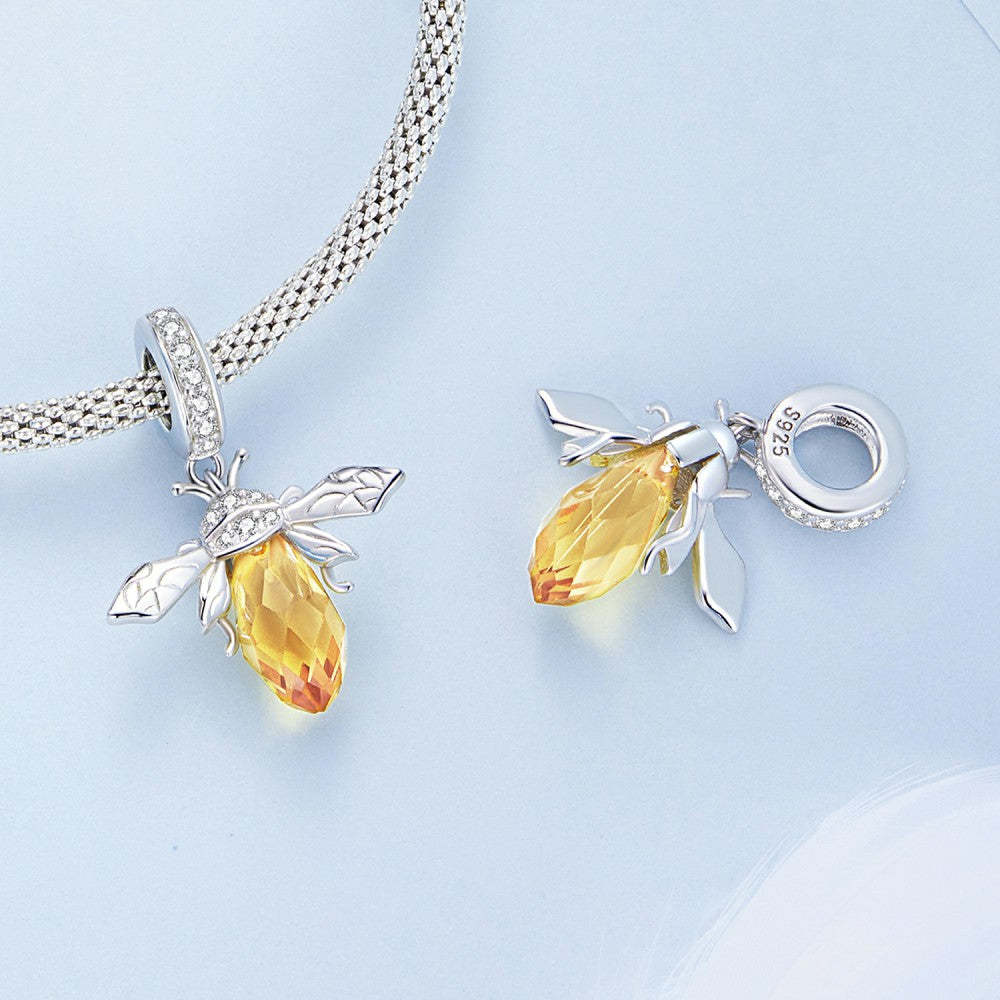 bee yellow dangle charm 925 sterling silver yb2428