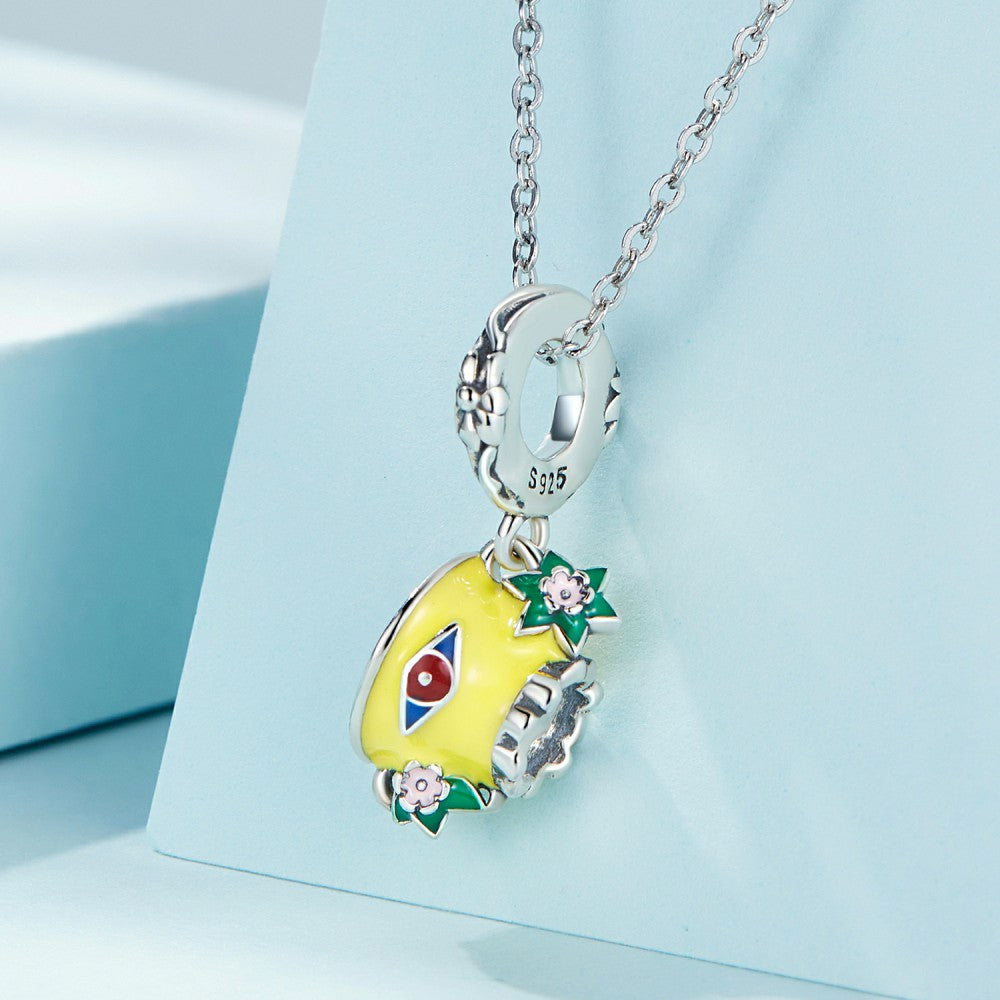 christmas evil eye cup enamel dangle charm 925 sterling silver yb2436