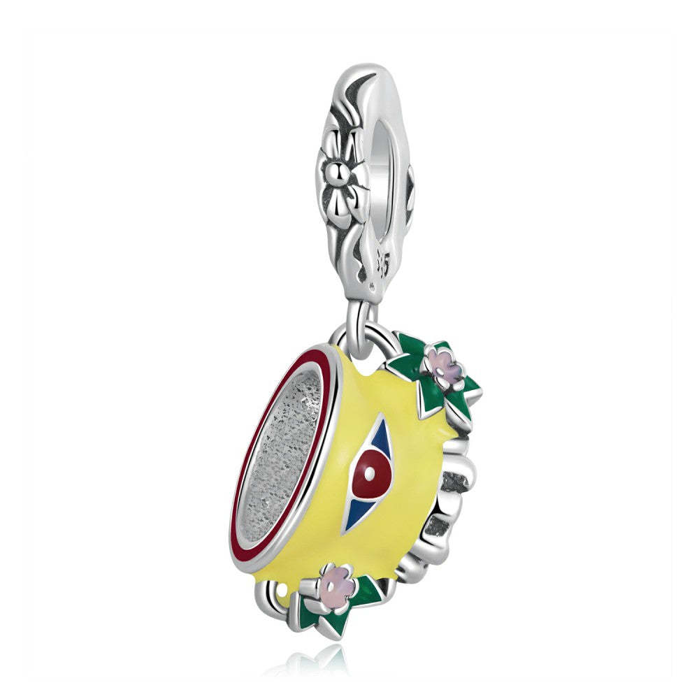 christmas evil eye cup enamel dangle charm 925 sterling silver yb2436