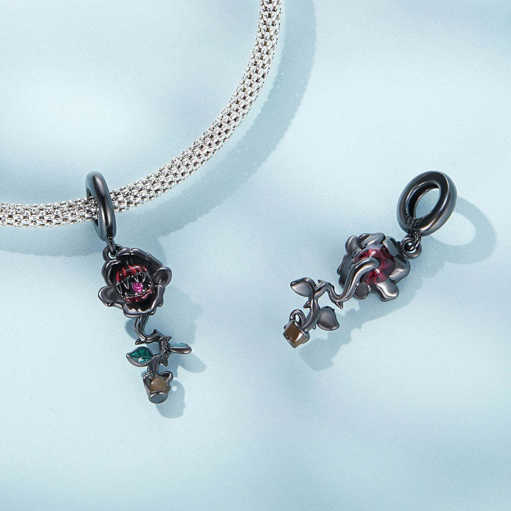 black piranha dangle charm 925 sterling silver yb2445