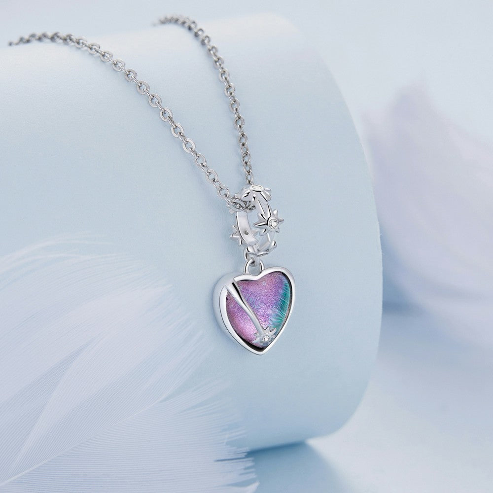 blue lucky heart with stars dangle charm 925 sterling silver yb2472