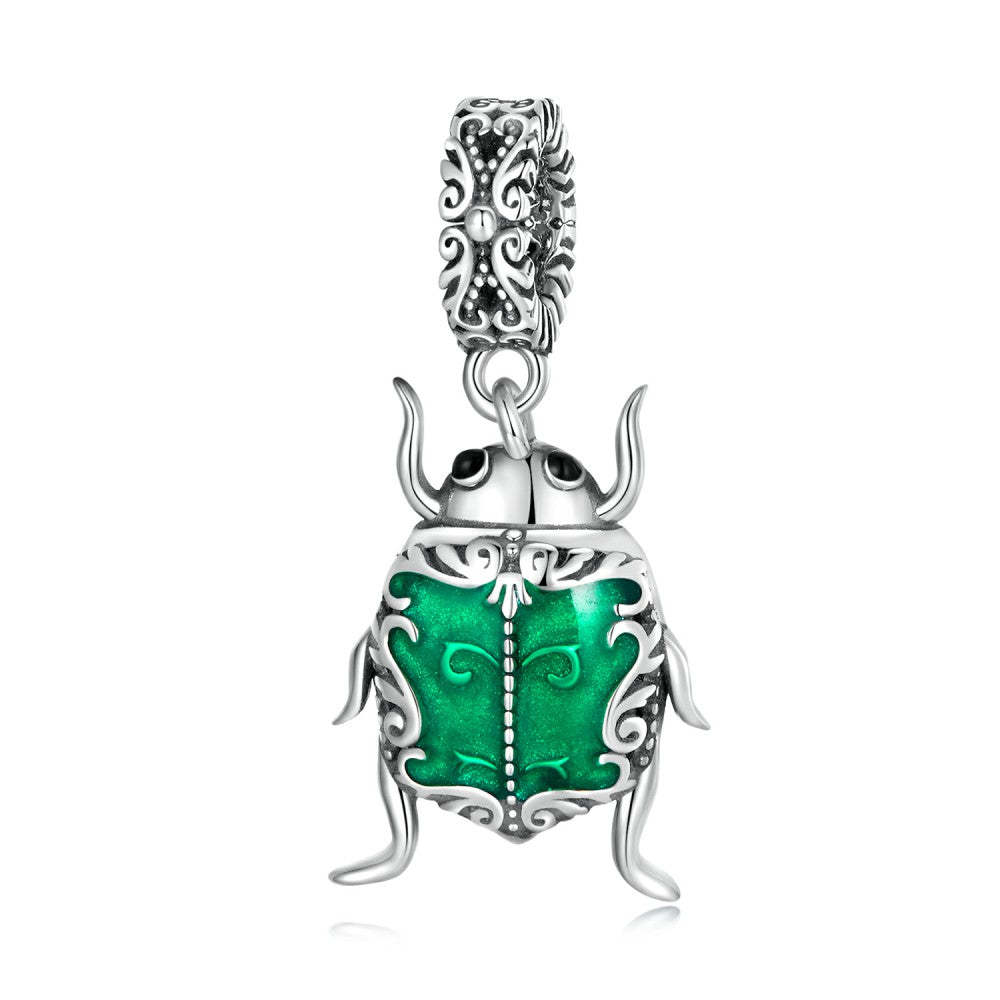 green beetle elf dangle charm 925 sterling silver yb2481