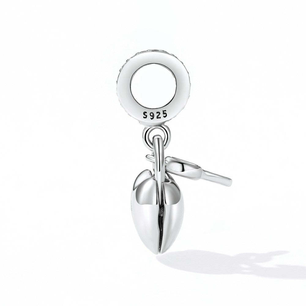 heart lock and key dangle charm 925 sterling silver yb2482