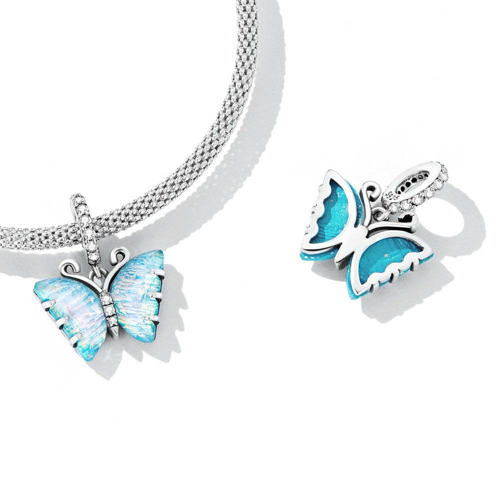 aurora butterfly dangle charm 925 sterling silver yb2486