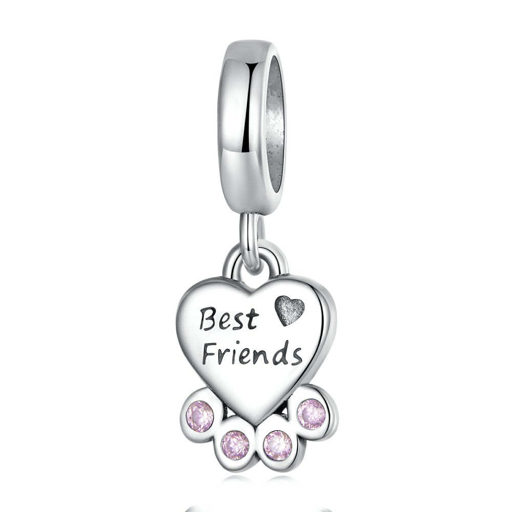 heart paw dangle charm 925 sterling silver gifts for best friends yb2488