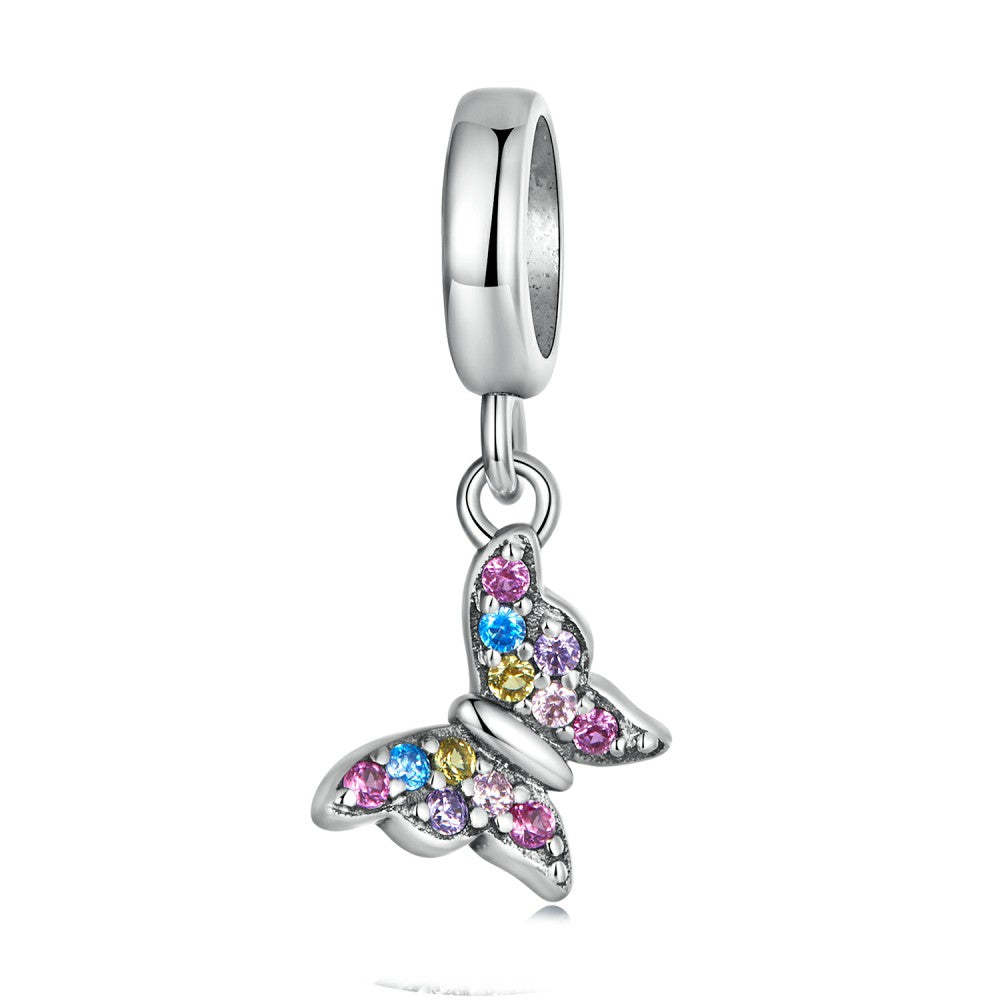 colorful butterfly dangle charm 925 sterling silver yb2491