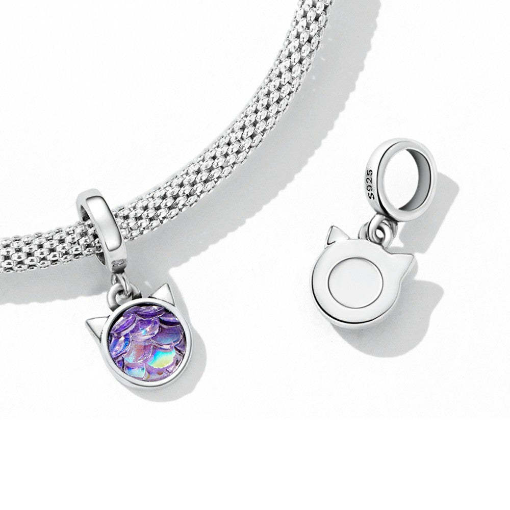 colorful kitten dangle charm 925 sterling silver yb2492