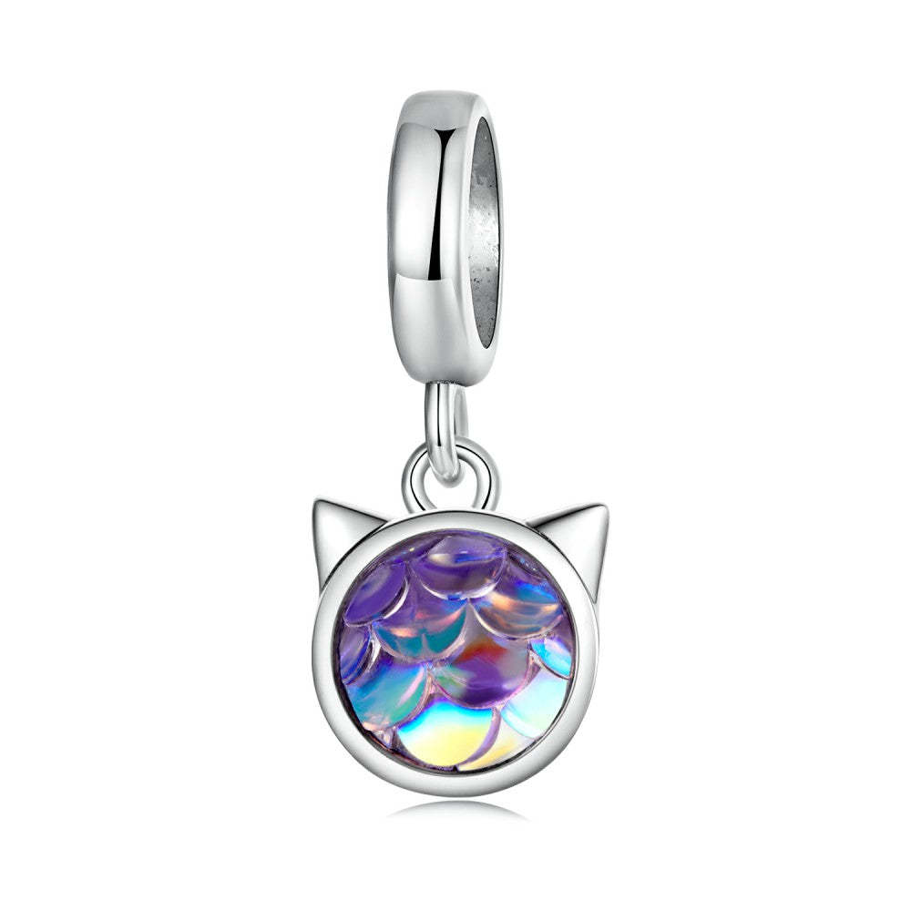 colorful kitten dangle charm 925 sterling silver yb2492