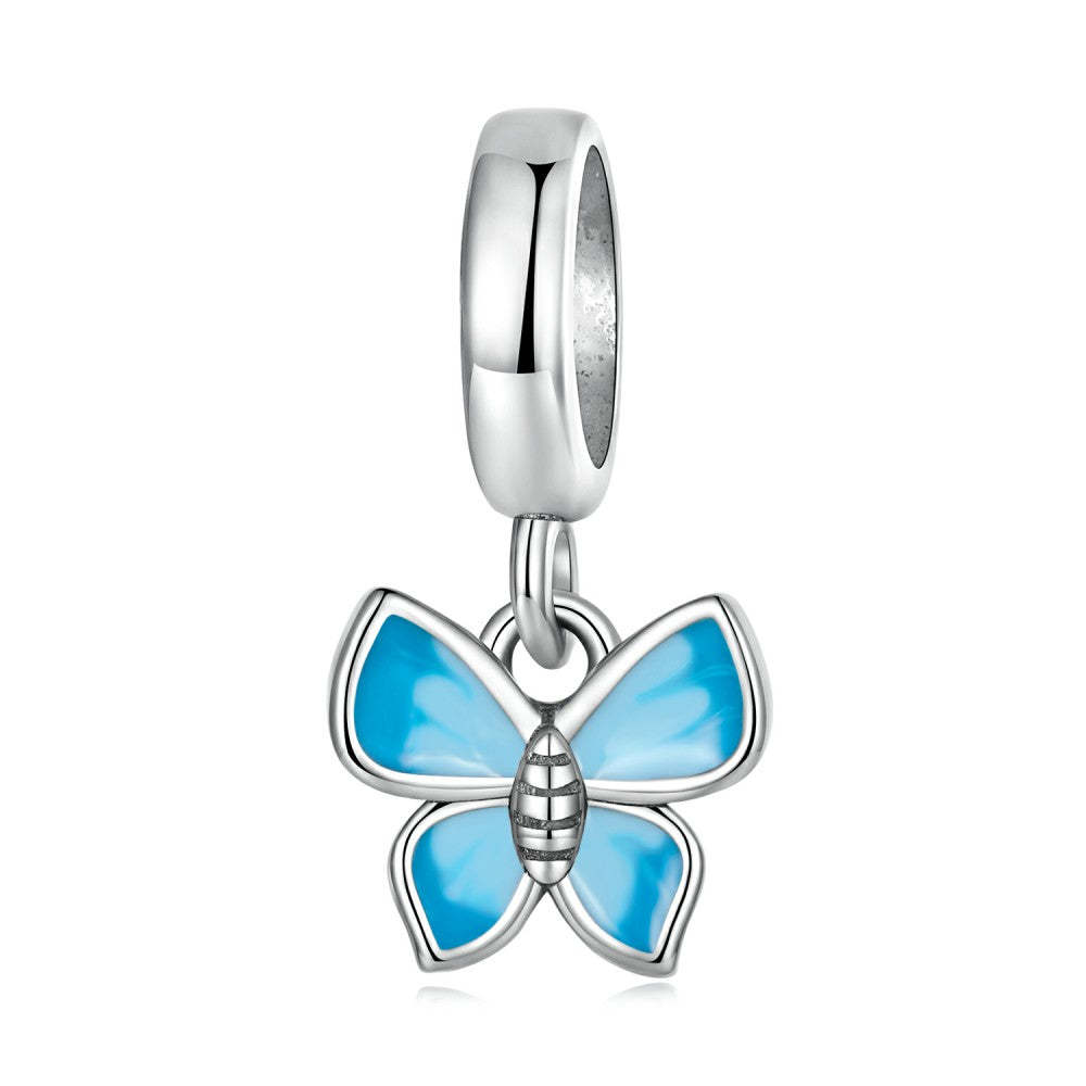 blue butterfly dangle charm 925 sterling silver yb2493