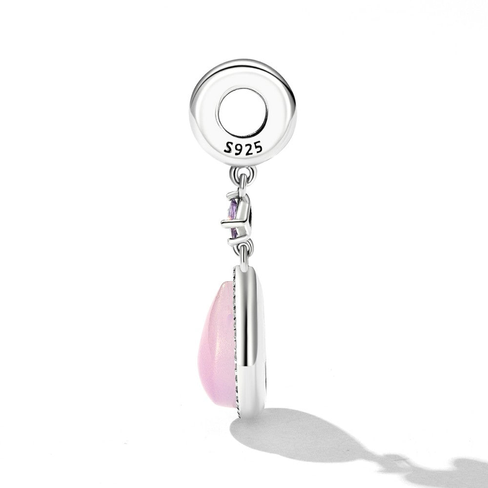 pink waterdrop dangle charm 925 sterling silver yb2494