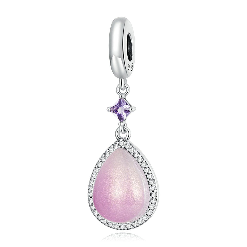pink waterdrop dangle charm 925 sterling silver yb2494