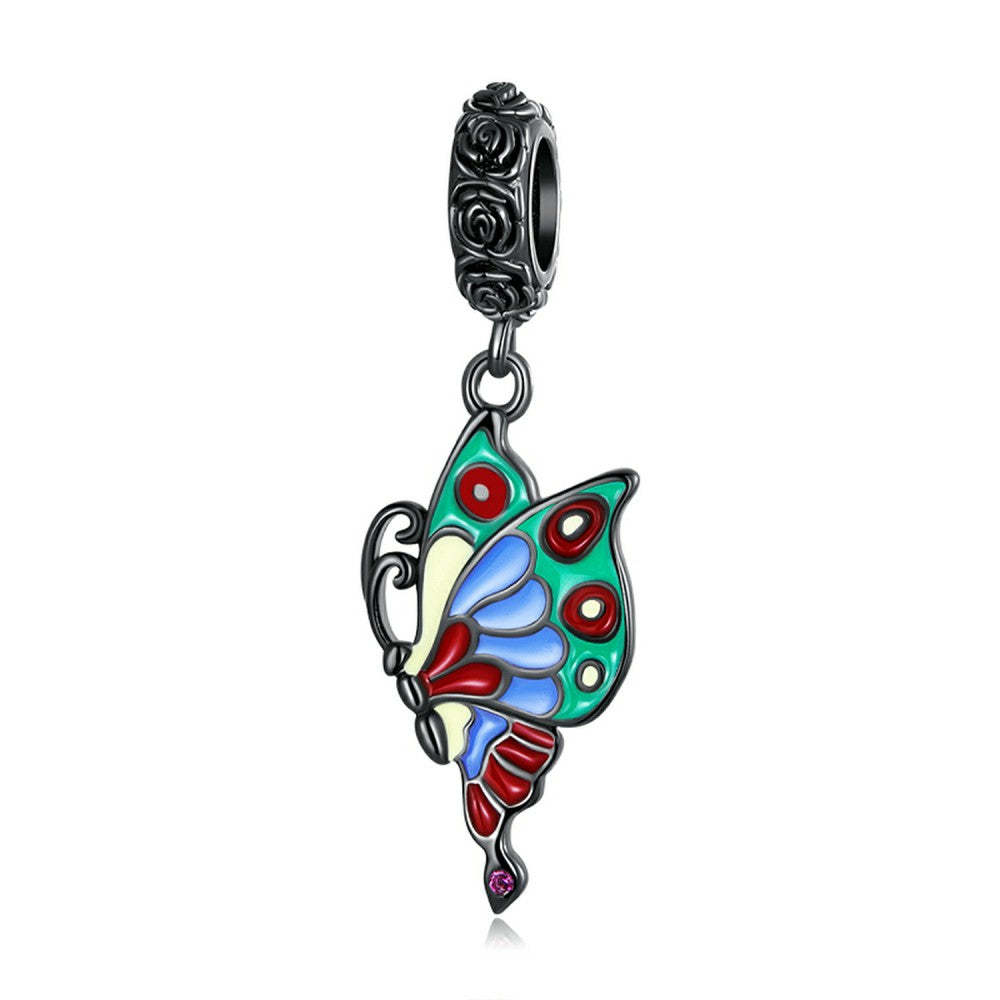 art butterfly dangle charm 925 sterling silver yb2499