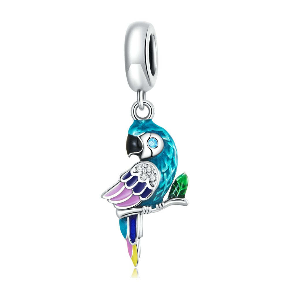 blue parrot dangle charm 925 sterling silver yb2508