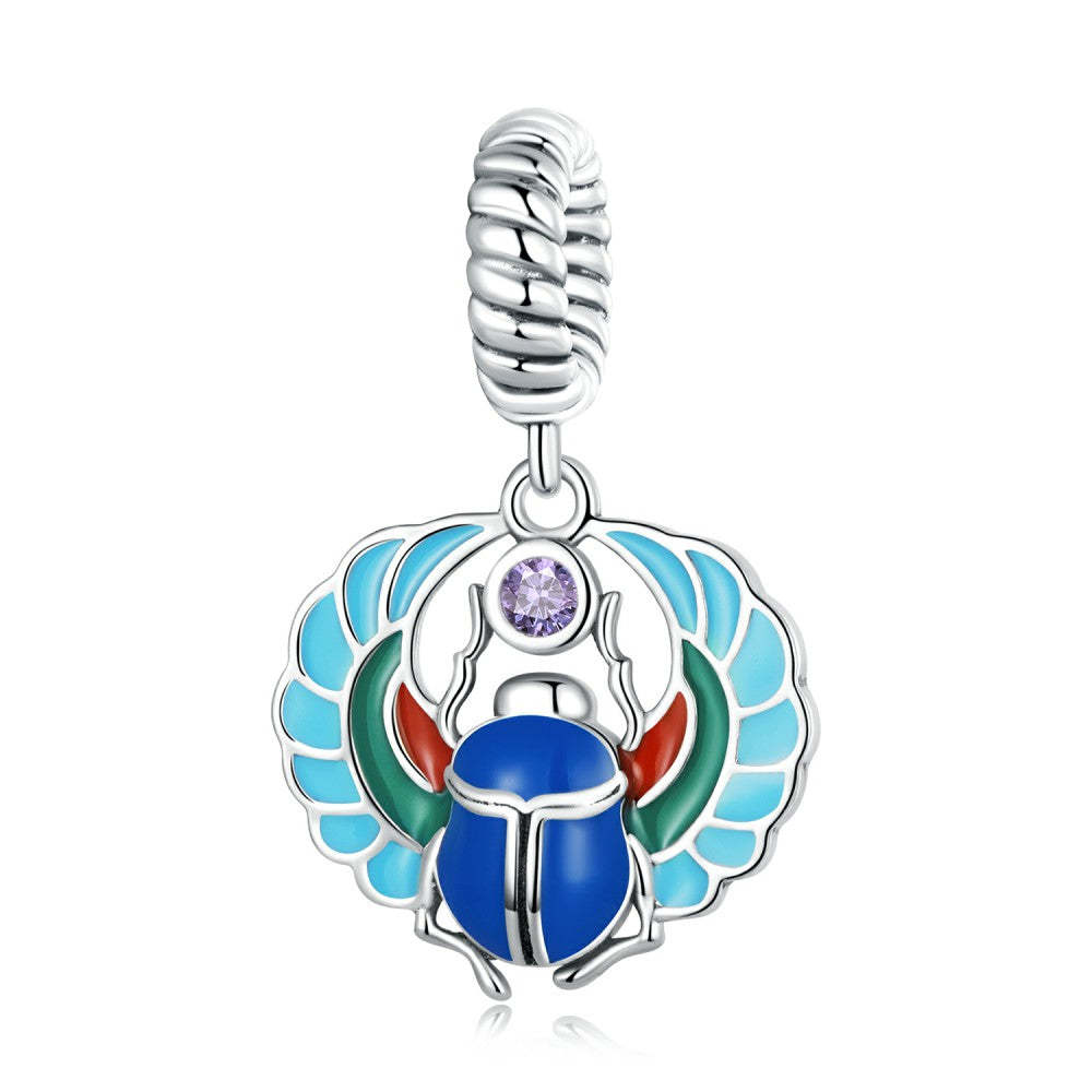 blue scarab dangle charm 925 sterling silver yb2513