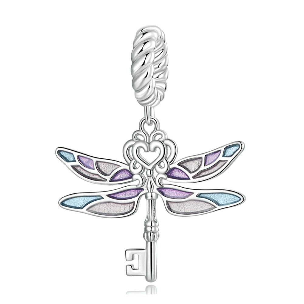 dragonfly key dangle charm 925 sterling silver yb2521