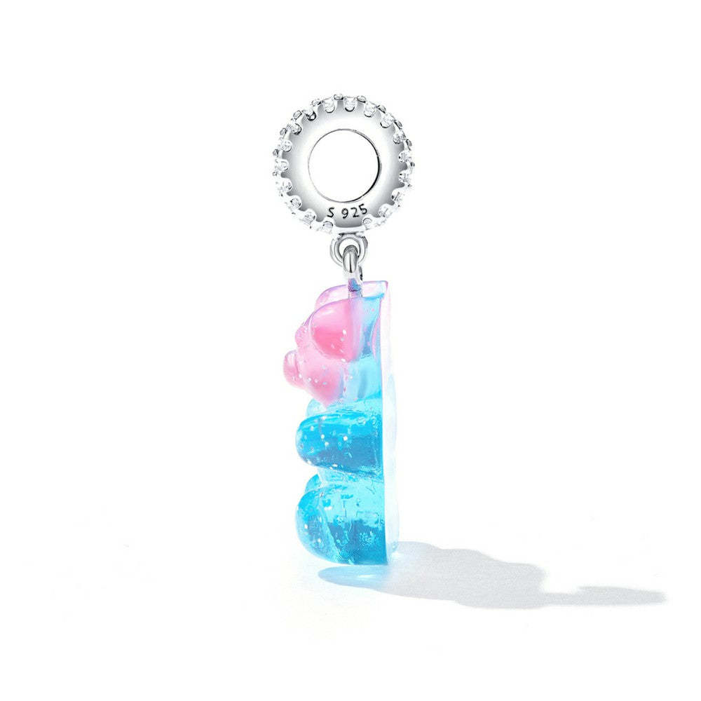 pink and blue candy bear dangle charm 925 sterling silver yb2528