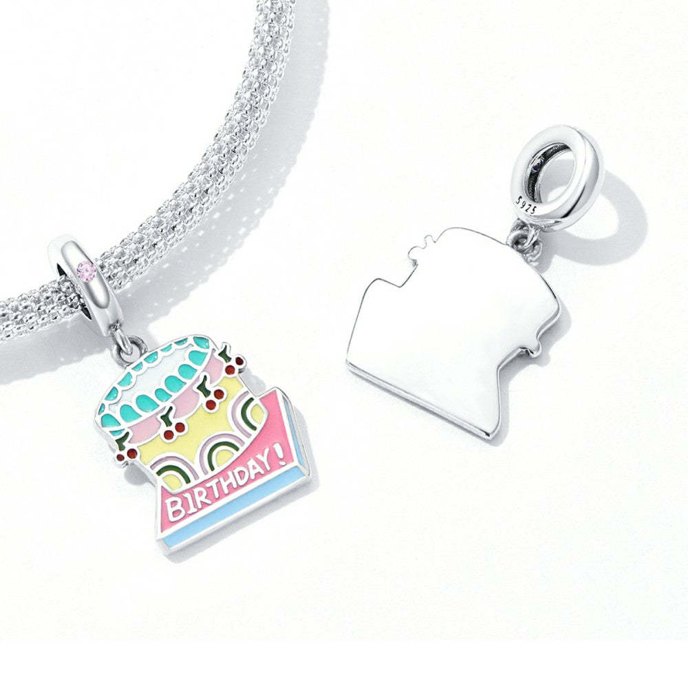 cheery cake dangle charm 925 sterling silver yb2531