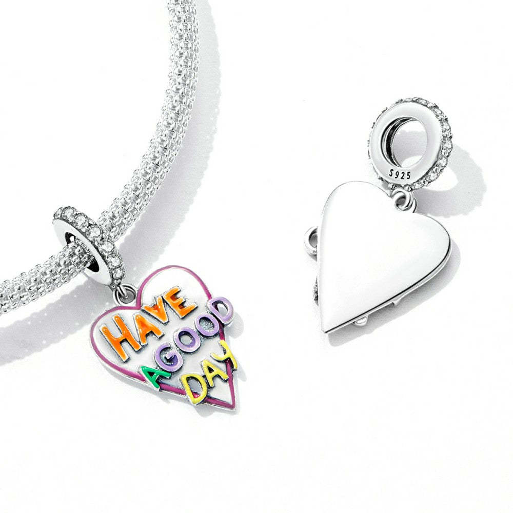 have a good day heart dangle charm 925 sterling silver yb2532