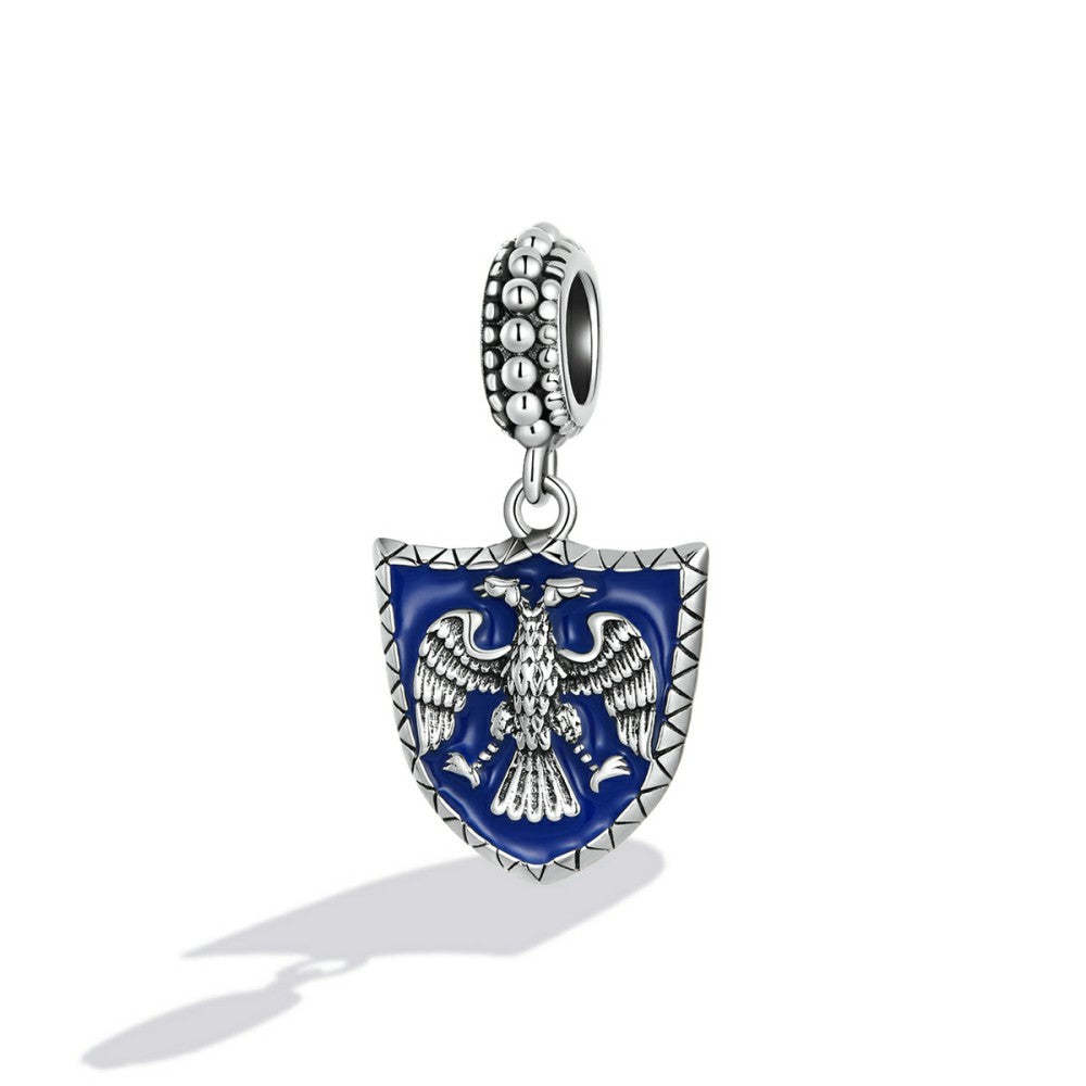 double headed eagle shield dangle charm 925 sterling silver yb2543