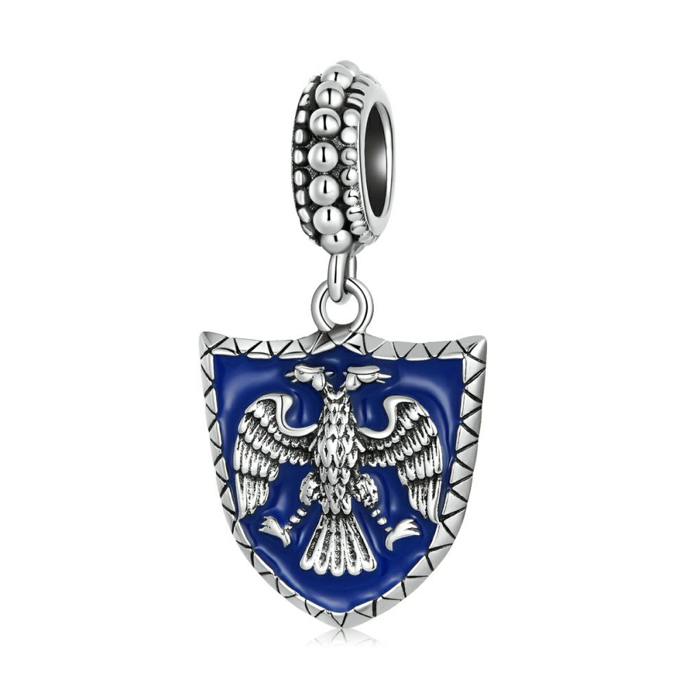 double headed eagle shield dangle charm 925 sterling silver yb2543