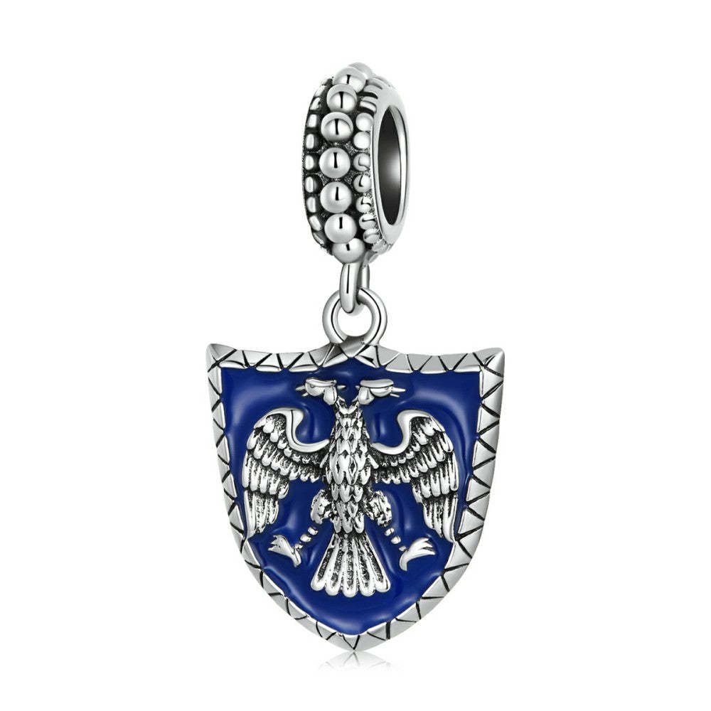 double headed eagle shield dangle charm 925 sterling silver yb2543