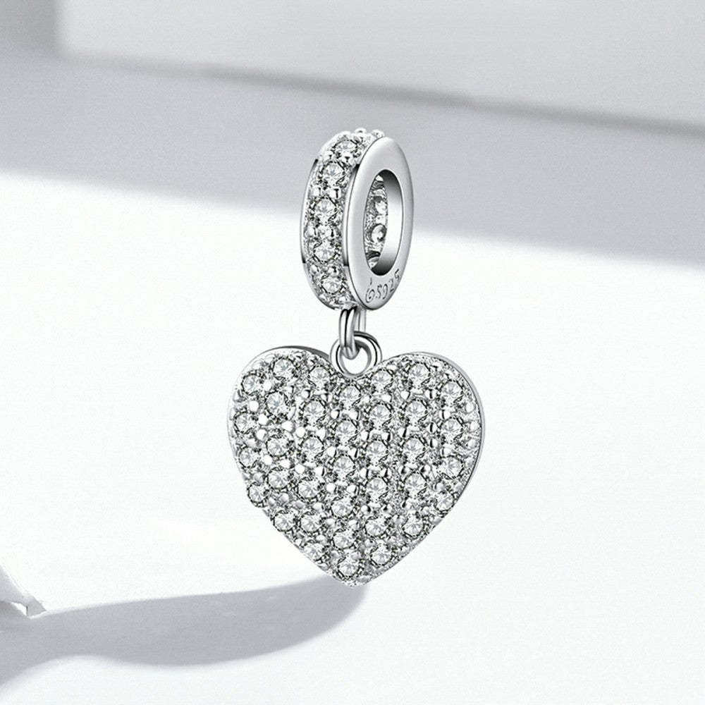 sparkling love heart dangle charm 925 sterling silver yb2549