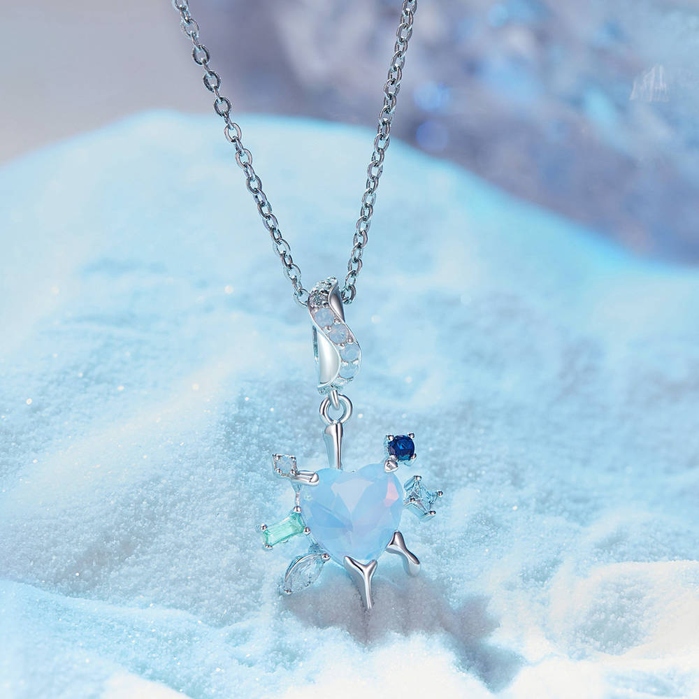 Love Snowflake Pendant Dangle Charm Silver Christmas Gifts - soufeelus