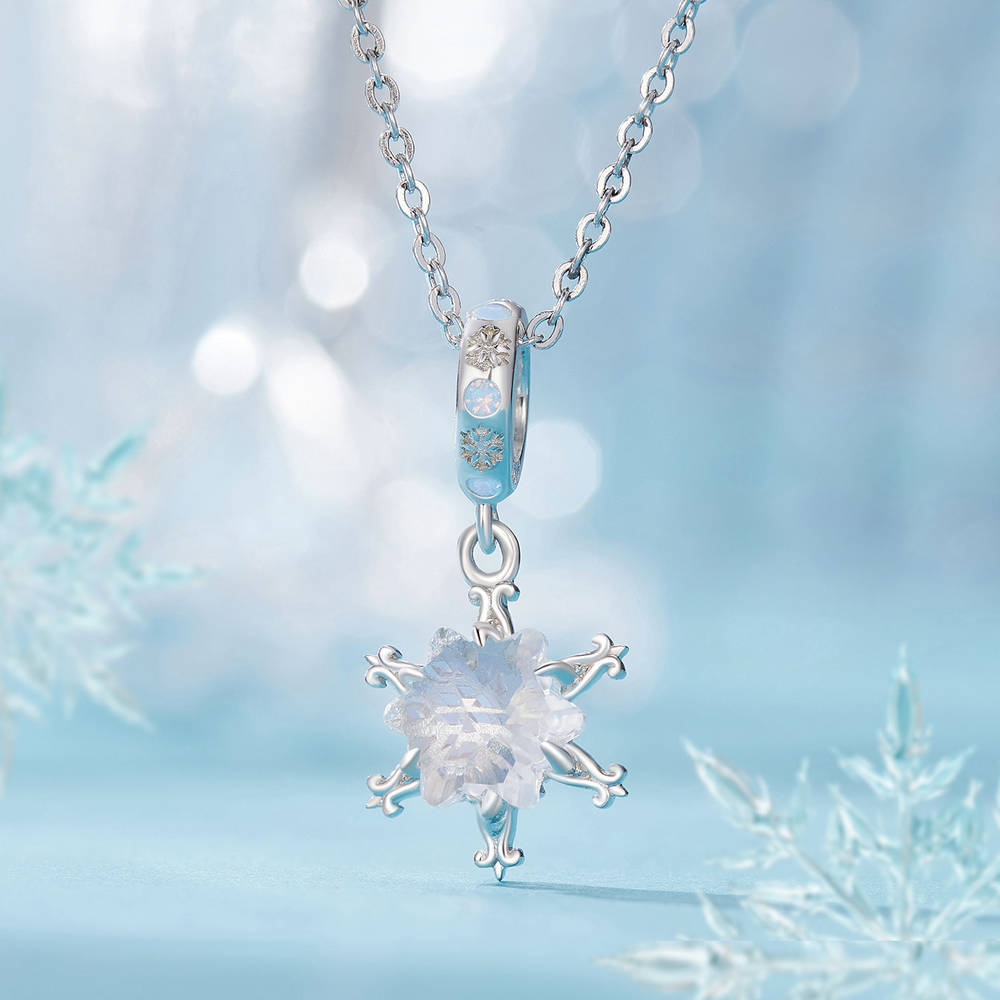 Ice Flower Pendant Dangle Charm Silver Christmas Gifts - soufeelus