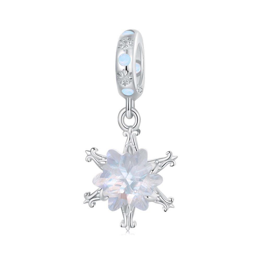 Ice Flower Pendant Dangle Charm Silver Christmas Gifts - soufeelus