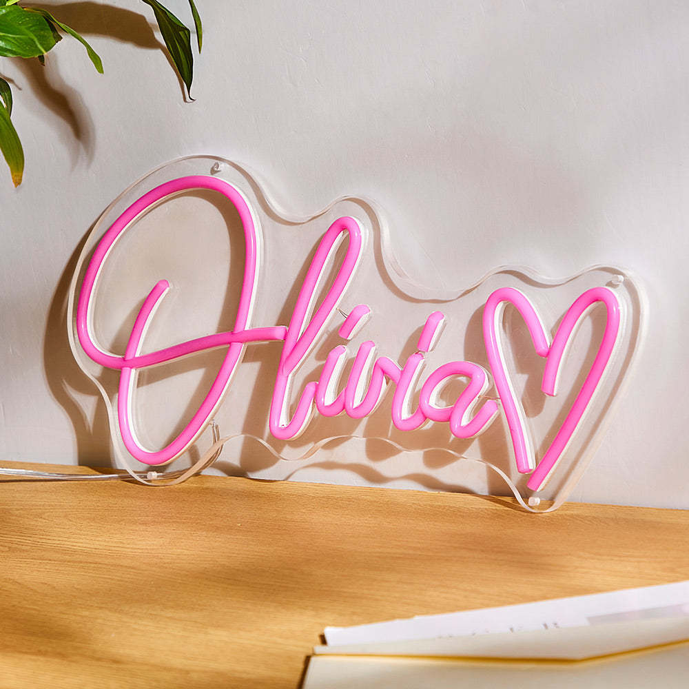 Custom Name Pink Adjustable Lamp Personalized Love Heart Neon Sign Children's Room Decor - soufeelus