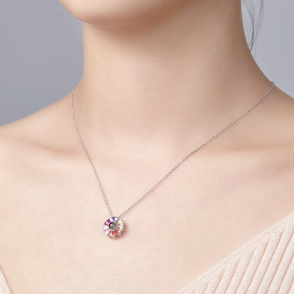 925 Sterling Silver Projection Photo Love Necklace Personalized Projective Pendant Gift for Her - soufeelus