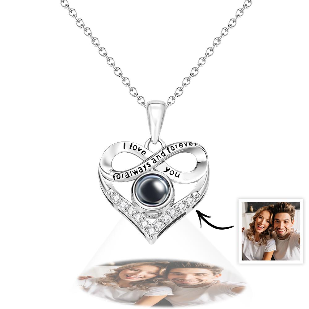 Custom Infinite Photo Projection Necklace Memorial Gift for Mom Infinity Love Necklace Personalized Picture Inside Jewelry - soufeelus