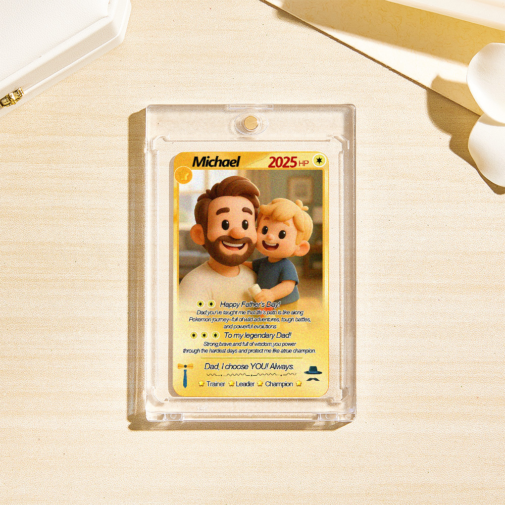 Custom Cards Personalized Photo and Text Anime Style Clay Style Trading Card Father��s Day Gifts