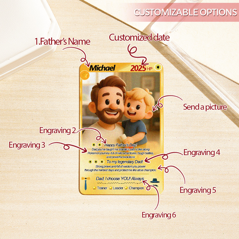 Custom Cards Personalized Photo and Text Anime Style Clay Style Trading Card Father��s Day Gifts