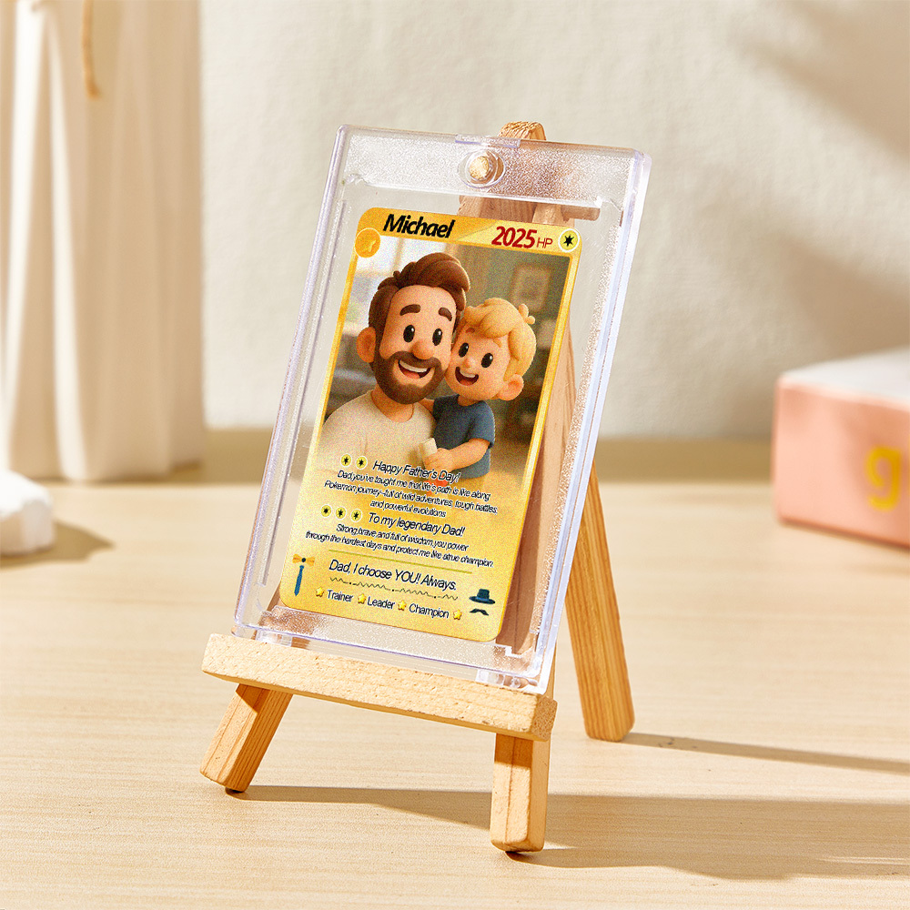 Custom Cards Personalized Photo and Text Anime Style Clay Style Trading Card Father��s Day Gifts