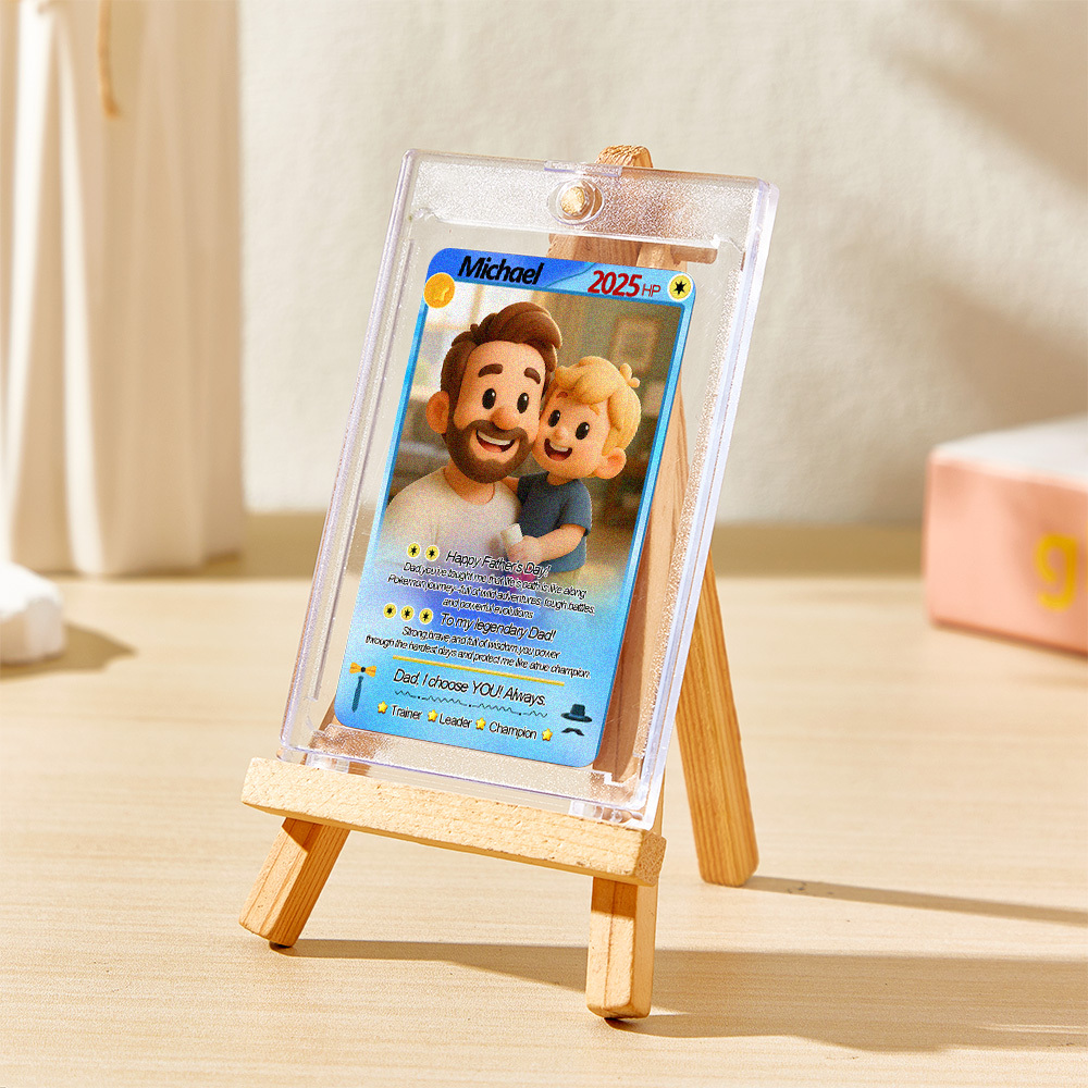Custom Cards Personalized Photo and Text Anime Style Clay Style Trading Card Father��s Day Gifts