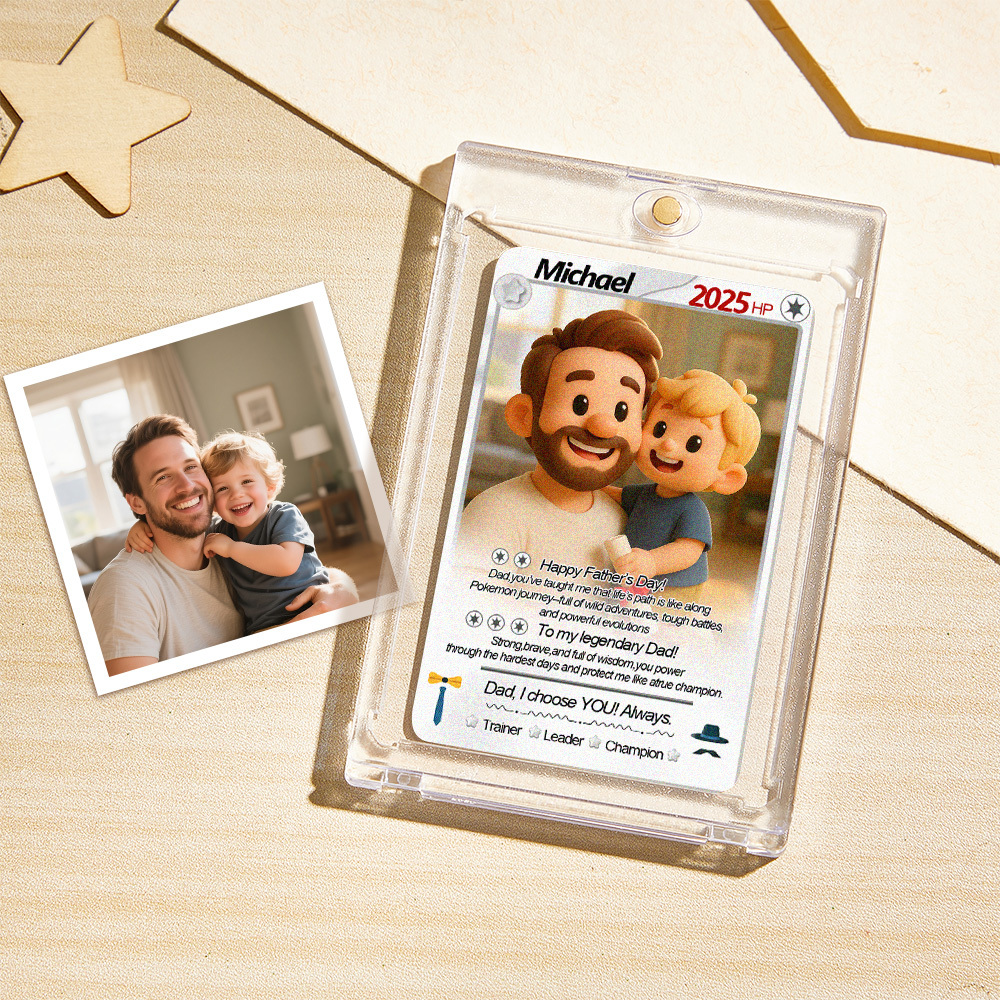 Custom Cards Personalized Photo and Text Anime Style Clay Style Trading Card Father��s Day Gifts